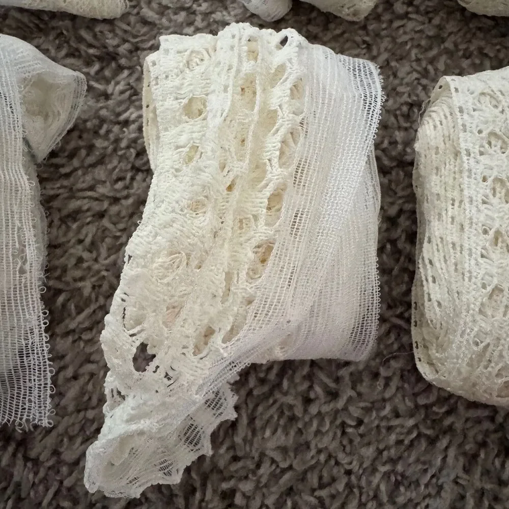 VTG Lace Trim Sewing Lot White Ivory Crochet Cotton Eyelet Ribbon Ribbon Crochet